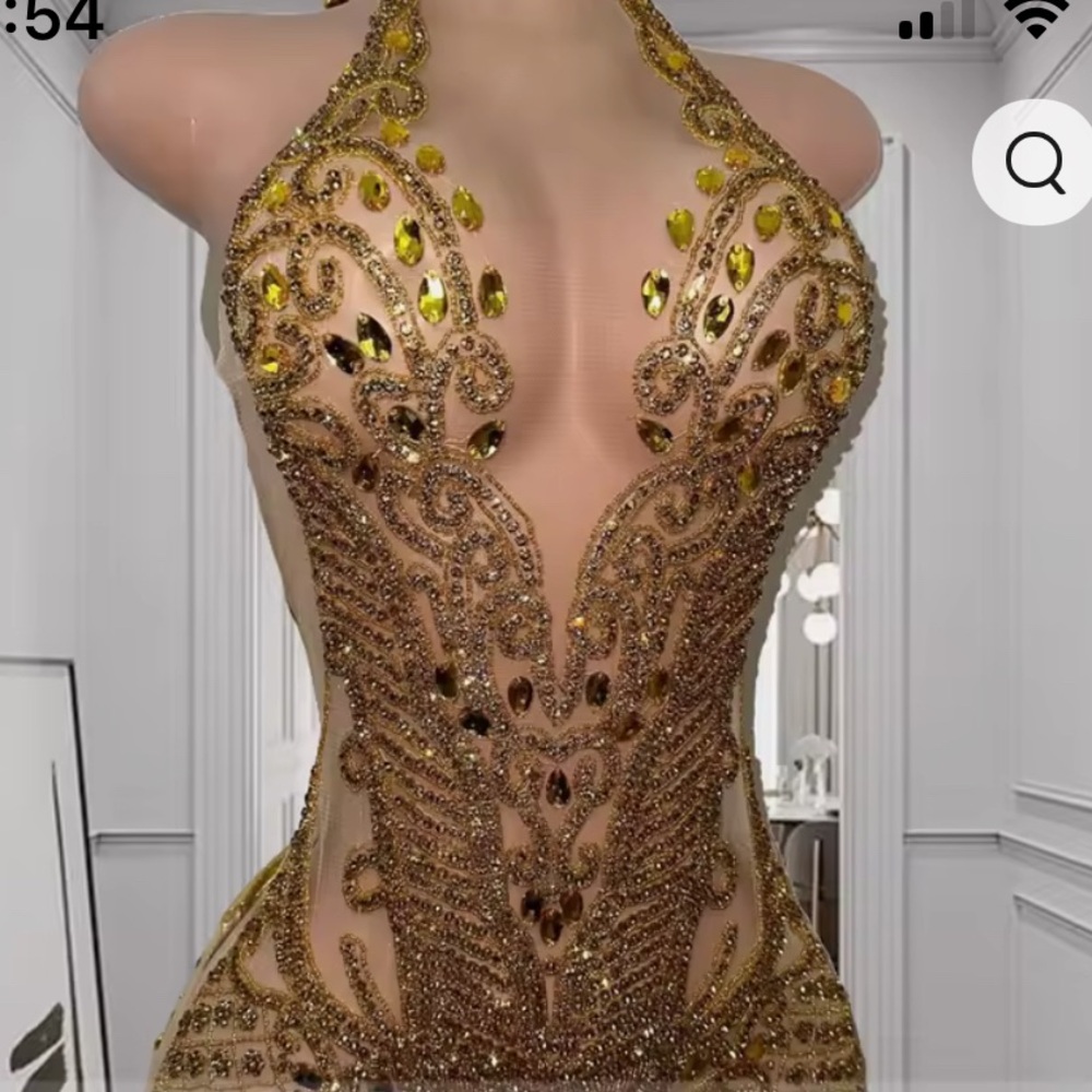 Sparkling Gold Halter Mini Dress